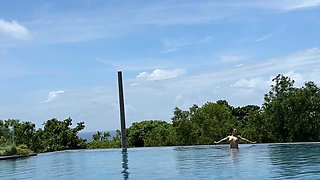 Teasing at the Pool in Micro Bikini, Swimming