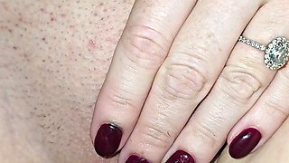 I test out vibrators on my clit while he pumps his cock until he cums into a glass and I swallow his load