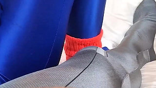 POV Monika Juicy Blue Zentai Workout Fitness