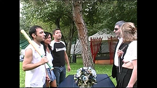 Outdoor Group Sex with Slave Sluts Sucking Big Cocks and Licking Hot Pussies