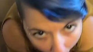 Blowjob and swallow in bedroom