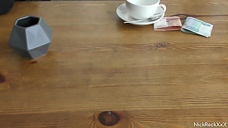 Public blowjob in A RESTAURANT! Her sister is watching