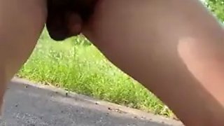 Nude walks in the park peeing and masturbating