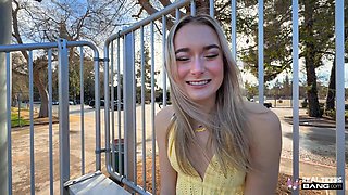 Thea Summers gets turned on by a thick boner in public very easily