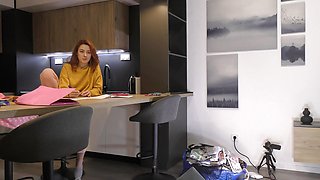 Hot redhead amateur college girl comes for a fashion try on haul turns into a porn casting