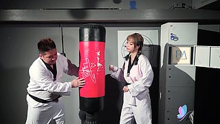 Bad bad fucks her karate master in the dojo