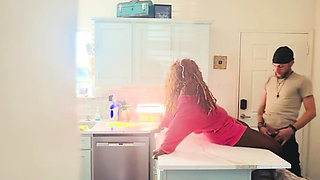 StepSon catches his ebony busty mom fucking the white neighbor.