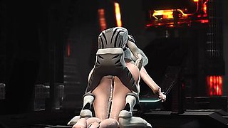 Sex with an alien in a spaceship. A sexy young blonde gets fucked by alien
