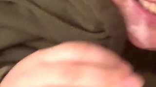 Surprise Facial Cumshot Real Amateur Couple Homemade After Lazy Funny Blowjob on Bed