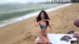 Babe Can I Cum On Your Tits? - Public Cock Flashing On The Beach 10 Min - Katty West And Mia Mi