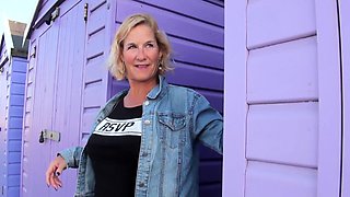 Perfect blond making solo masturbation