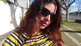 A Young Sucker Spied on Stepmommy in the Park and She Let Herself Be Touched!