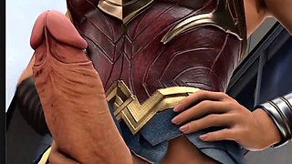 Wonder Woman Casually Jerking off Her Beautiful Transgender Cock