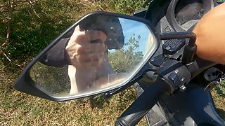 Motorcycle Babe’s Risky Outdoor Fuck – Face Soaked