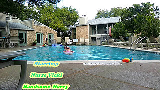 BBW Nurse Vicki Play Time in the Pool with Handsome Harry
