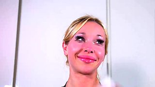 Blonde tight pussy babe solo toy fun in glamour masturbation
