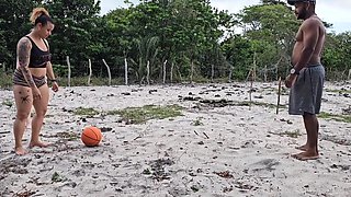 Depraved Brazilian milfs play with ball and fuck in the meantime