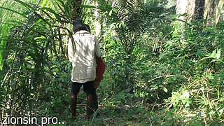 African lovers in bush fucking