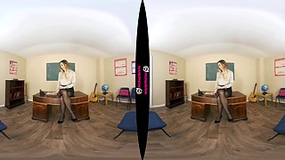 Teacher With A Toy - Incredible Babe In Teacher Outfit And Stockings Solo