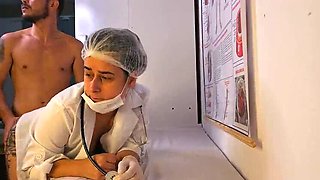 Hot Latina Nurse Gives Blowjob During Medical Consultation - Big Cock Erection