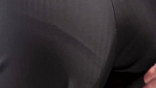 Amateur Secretary In Office Trousers Teases Her Visible Panty Line