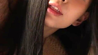 Asian Woman Is Shy Before Having Sex After School