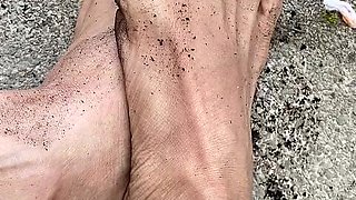 Melove Sexy Dirty Feet with Long Red Toe Nails
