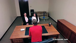 Secretary And Principal Sucking Knob At The Office
