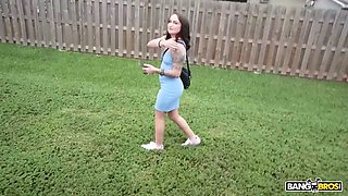 Bangbros - small dark haired bunny fae hops in the bang bus and gets spunked all over her Pretty Face
