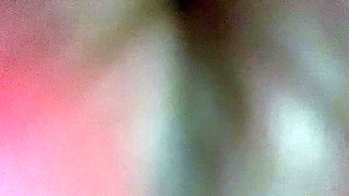 Busty curly brunette with big boobs fucks on couch