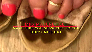 Mrs Mature Feet in LBD and very stinky shoes