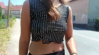 Public Flashing: Polish Babe JonDickFlash Shows Off Big Natural Tits & Pussy in See-Through Blouse