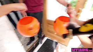 Petite eighteen years old in fruity indian uniform fucks for candies