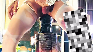 Lingerie Femboy Riding Anal Dildo