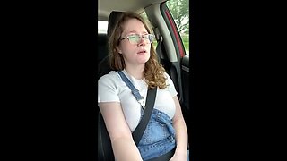 Busty Nerdy Girl Fingering Her Wet Pussy in Car - Thesluttybraniac