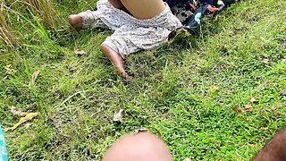 Outdoor Village Sex on Paddy Field Desi Indian Bengali Bhabi Doggy Style Fuck and Creampied with Audio