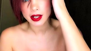 Glamour babe with big boobs masturbates in lingerie