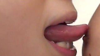 Two Men Pump Hard Wet Bush of a Busty Japanese Girl and Creampie Her