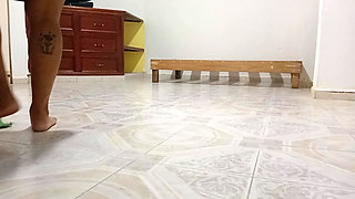 Chubby neighbor cleaning in the new apartment (part 1)