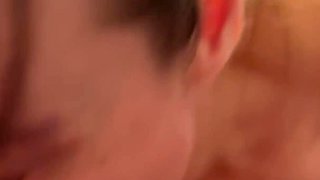 Mature Sucking the Cum Out with Her Hanging Boobs Swinging Cum in Mouth