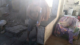 Skinny girl went to my house and left full of cum