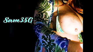 BBW Redhead Samantha 38G Dancing in the Dark Wearing a Bikini