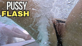 Amateur Teacher Miss Creamy Flashes Pussy at Public Pool & Gets Help Masturbating - Risky Outdoor Sex with People Nearby