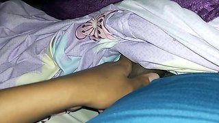 Step brother catches step sister masturbating, cumming and orgasm