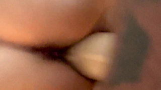 Prone fuck with GIANT cock sleeve!