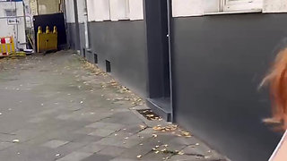 Public Walk in School Uniform and Flashing