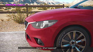 While Husband is Fixing the Car, the Cheating Wife is Sucking the BBC behind the Car - 3D Sex Anime