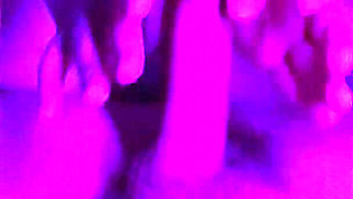Stepsister Learns to Jerk off My Huge Cock. Close-up with Legs