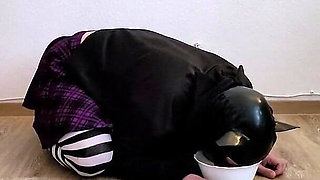 Leashed Sissy Drinks Mistress Piss Like the Thirsty Slave She Is