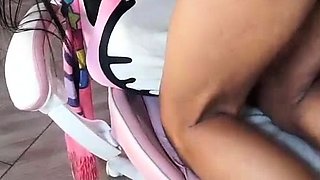 Irresistible Ebony TS tossing off her dick Part 2